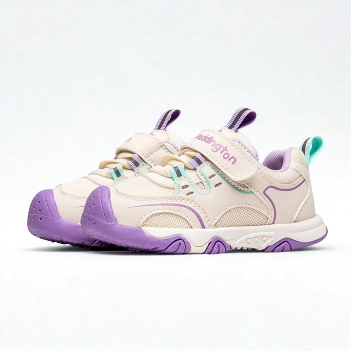 Lila-Beige Kinder Sneaker mit Klettverschluss