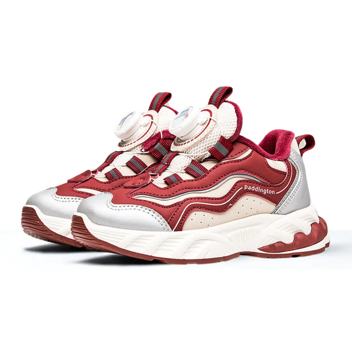 Rote Kinder Sneaker mit silbernen Details – moderne Optik