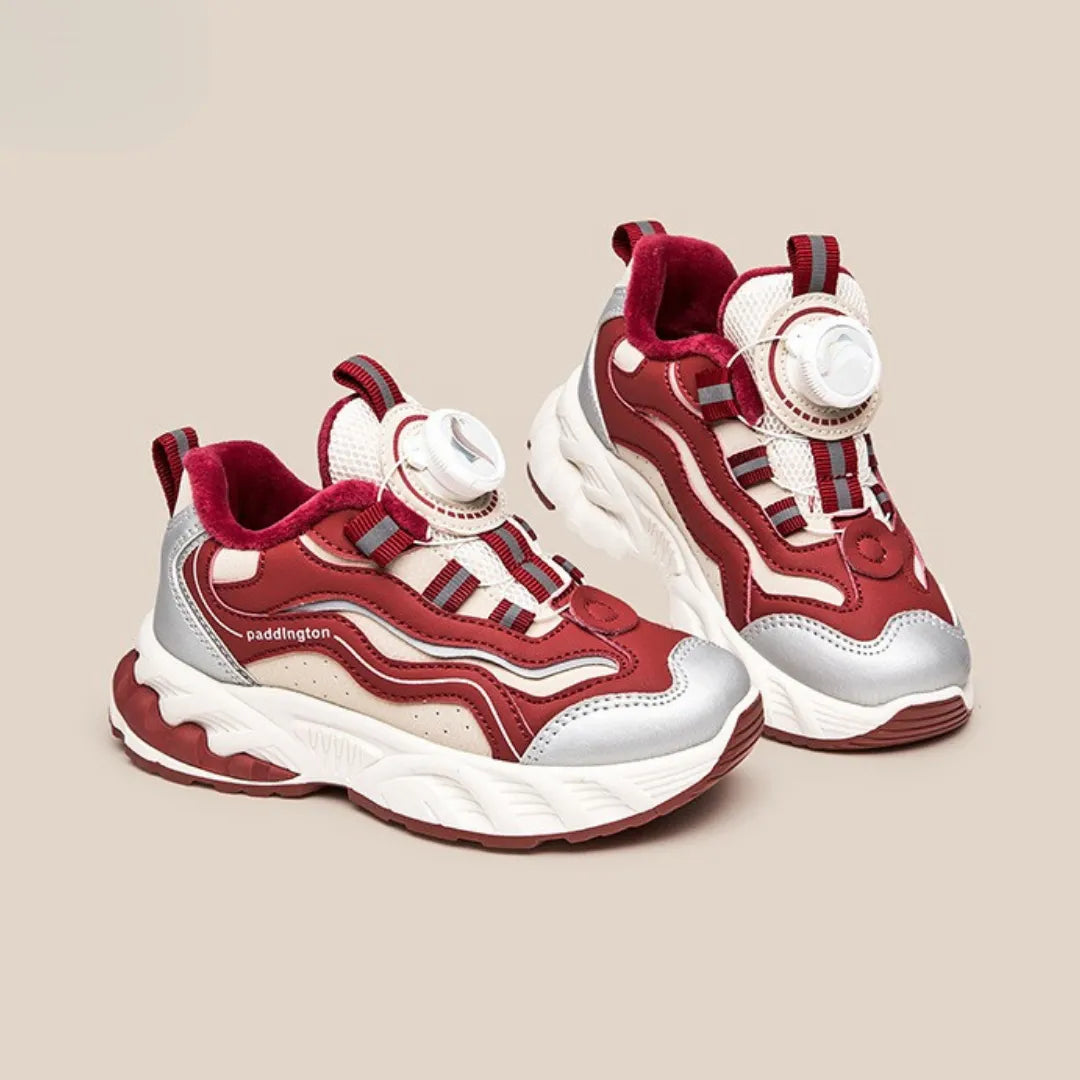 Rot-Silber Kinder Sneaker – Paaransicht