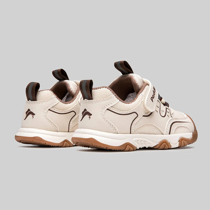 Rückansicht beige-braune Kinder Sneaker