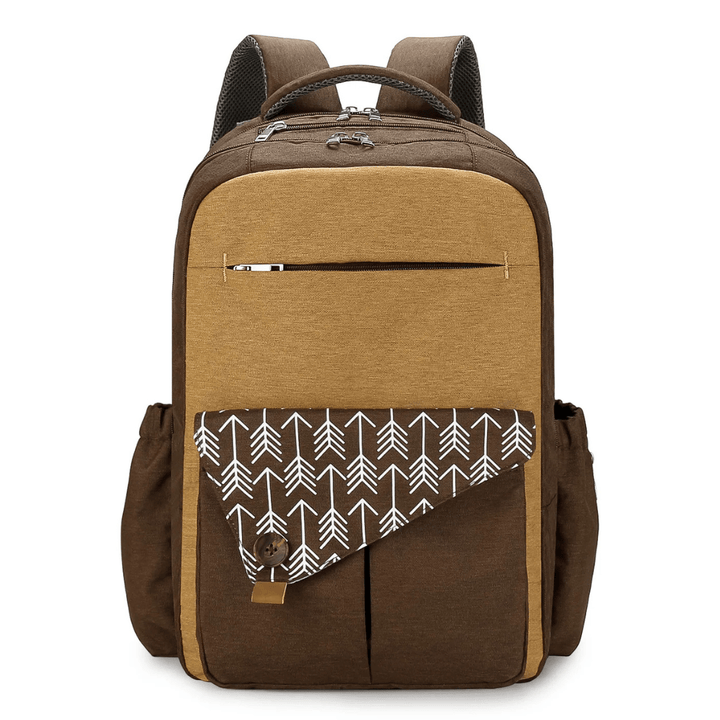 camelbrauner wickelrucksack frontansicht