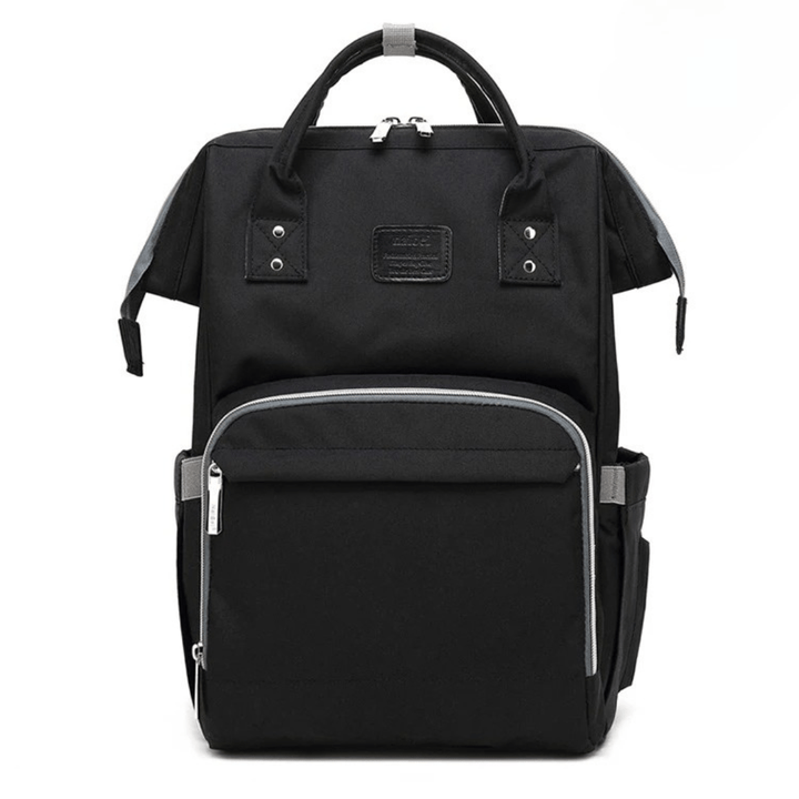 schwarzer wickelrucksack mit kontrastfach