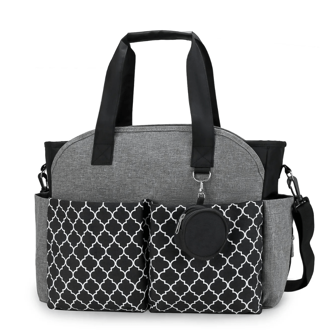 Silvy Wickeltasche Grau – schlichte Vorderseite, Kunstledergriffe
